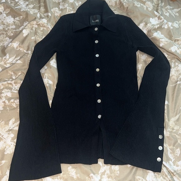 Le Ore Rimini Collared Ribbed Knit Cardigan Size Small - Picture 4 of 12